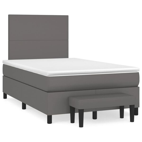 vidaXL Cama boxspring com colch&atilde;o 120x190 cm couro artificial cinzento
