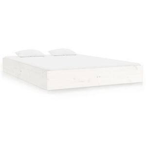 vidaXL Estrutura de cama king 150x200 cm madeira maci&ccedil;a branco