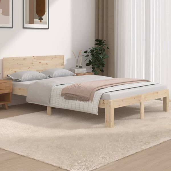 vidaXL Estrutura de cama pequena casal 120x190 cm pinho maciço