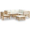 vidaXL 8 pcs conjunto lounge de jardim bambu c/ almofad&otilde;es branco nata