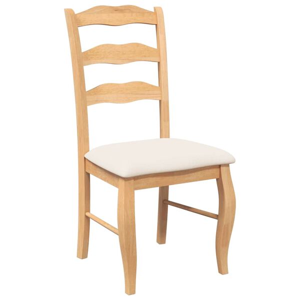 vidaXL Cadeiras de jantar com almofad&otilde;es 2 pcs madeira maci&ccedil;a natural