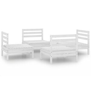 vidaXL 4 pcs conjunto lounge de jardim pinho maci&ccedil;o branco