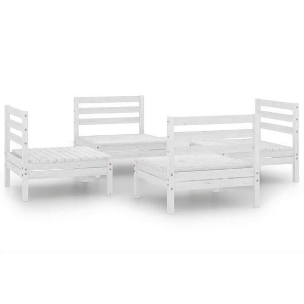 vidaXL 4 pcs conjunto lounge de jardim pinho maci&ccedil;o branco
