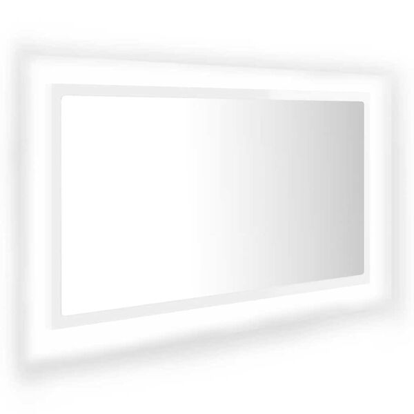 vidaXL Espelho casa banho c/ LED 80x8,5x37cm acr&iacute;lico branco brilhante