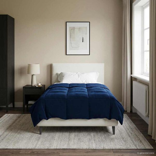 vidaXL Duvet de Ano Inteiro Azul Escuro 135 x 200 cm Microfibra