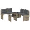 vidaXL 4 pcs conjunto sofás de jardim c/ almofadões vime PE cinzento