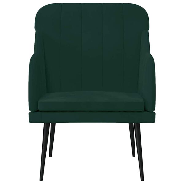 vidaXL Cadeira c/ apoio de bra&ccedil;os 63x76x80 cm veludo verde-escuro