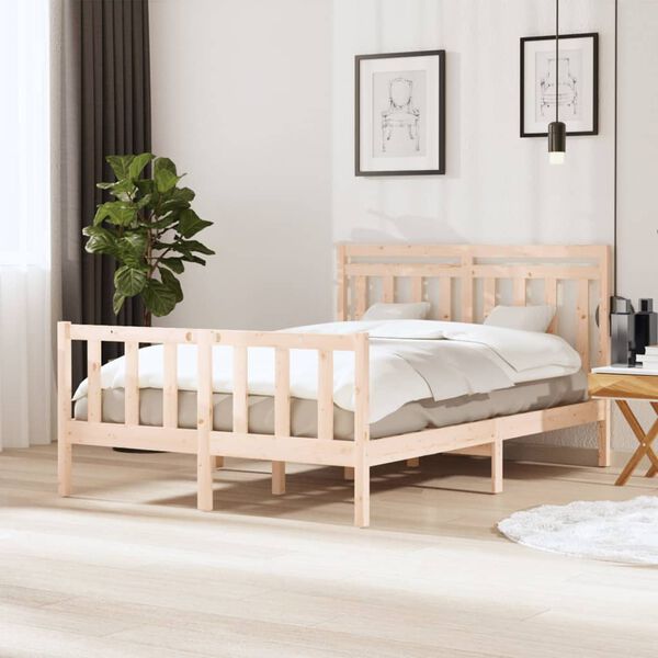 vidaXL Estrutura de cama 140x190 cm madeira maciça