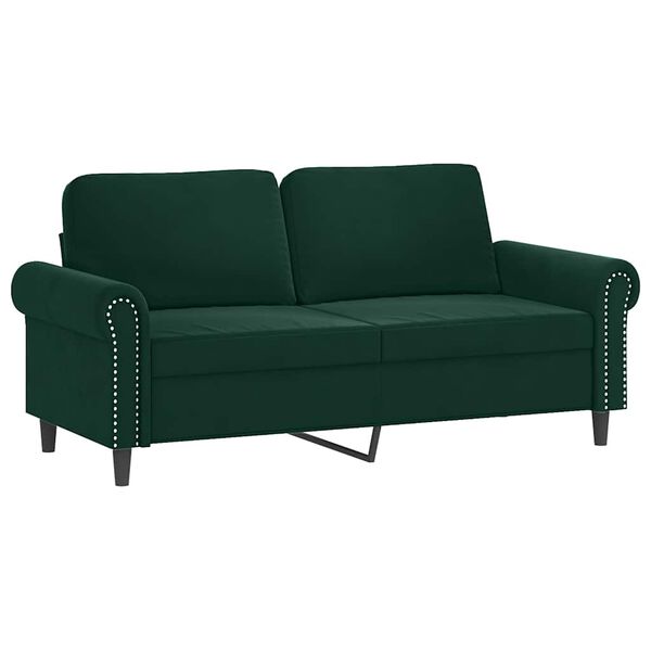 vidaXL 3 pcs conjunto de sof&aacute;s com almofadas veludo verde-escuro