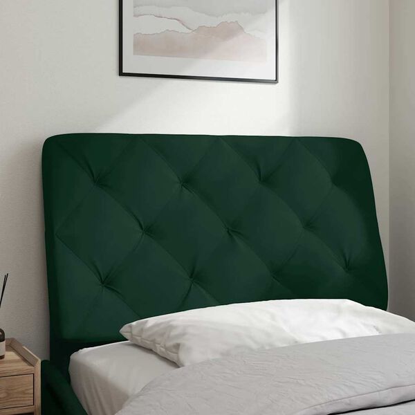vidaXL Almofad&atilde;o de cabeceira 80 cm veludo verde-escuro