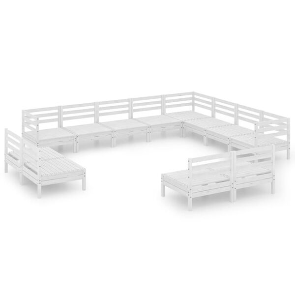 vidaXL 12 pcs conjunto lounge de jardim pinho maci&ccedil;o branco