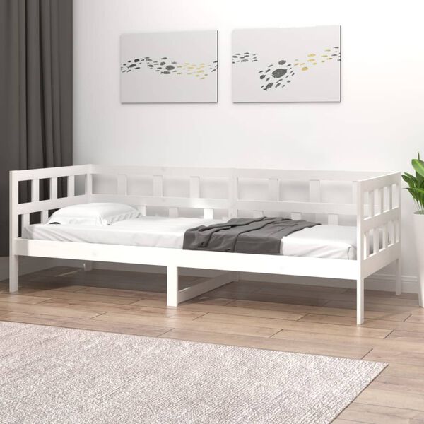 vidaXL Sofá-cama 90x190 cm madeira de pinho maciça branco