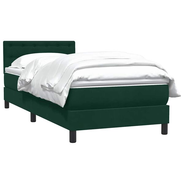 vidaXL Cama com molas/colch&atilde;o verde-escuro 80x220 cm veludo