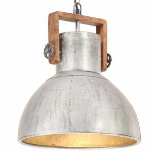 vidaXL Candeeiro suspenso industrial redondo 25 W 40 cm E27 prateado