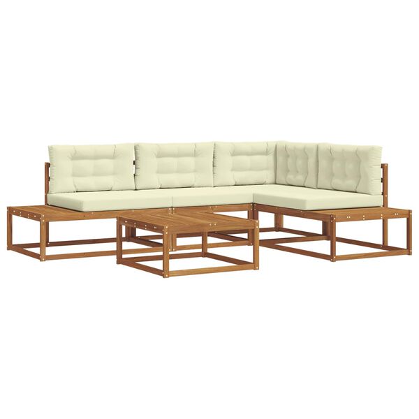 vidaXL Conjunto de Sof&aacute;s para Exterior 5 Pe&ccedil;a Natural e Creme