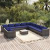 vidaXL 12 pcs conjunto lounge de jardim c/ almofad&otilde;es vime PE cinzento