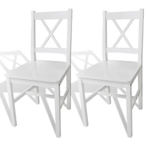 vidaXL Cadeiras de jantar 2 pcs madeira de pinho branco