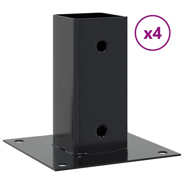 vidaXL Bases de coluna quadradas 4 pe&ccedil;as 61x61 mm a&ccedil;o revestido a p&oacute;