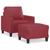 vidaXL Poltrona com apoio de p&eacute;s 60 cm couro artificial vermelho tinto