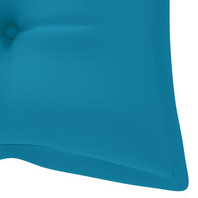 vidaXL Banco de baloiçar com almofadão azul-claro 120 cm teca maciça