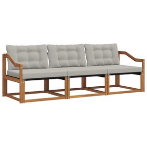 vidaXL Conjunto de Sof&aacute;s para Exterior 3 pcs Cinza Natural e Claro
