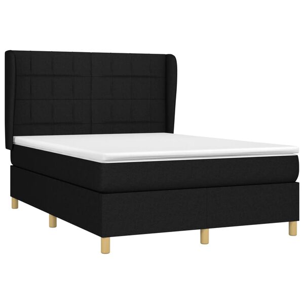 vidaXL Cama com molas/colch&atilde;o 140x190 cm tecido preto
