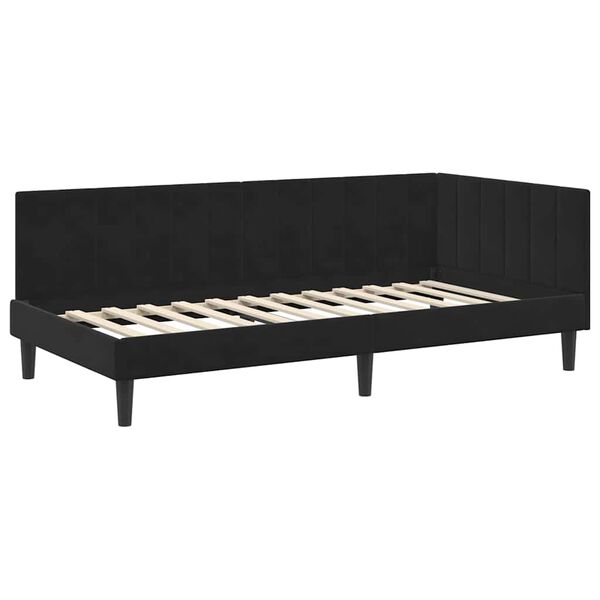 vidaXL Estrutura de Cama de Canto Preto 100 cm x 200 cm Veludo