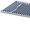 vidaXL Toldo retr&aacute;til manual com postes 5x3,5 m azul e branco