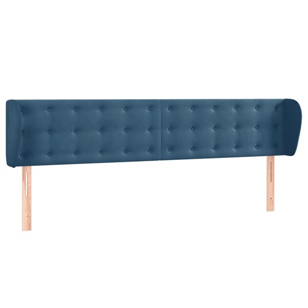 vidaXL Cabeceira de cama c/ abas veludo 163x23x78/88cm azul-escuro