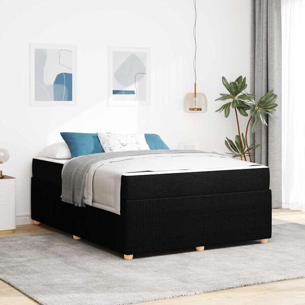 vidaXL Estrutura da Cama com colch&atilde;o Preto 140 x 200 cm tecido