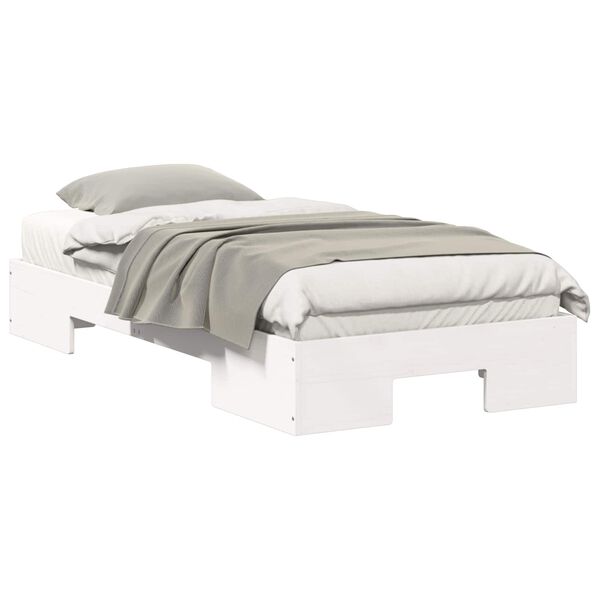 vidaXL Estrutura de cama de ch&atilde;o com armazenamento Branco 90 x 200 cm