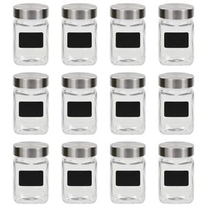 vidaXL Frascos de vidro com autocolante 12 pcs 300 ml