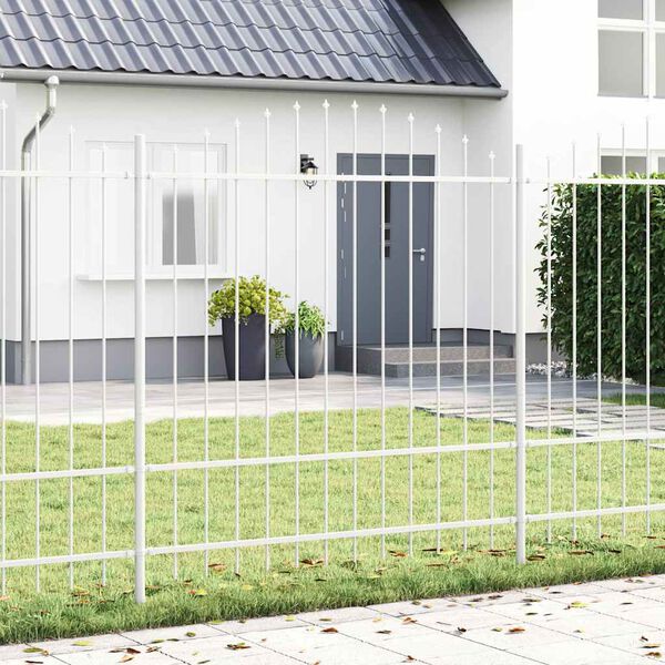 vidaXL Cerca para Jardim 7 pcs Branco 170 x 215 cm A&ccedil;o revestido a p&oacute;