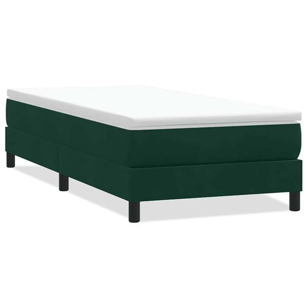 vidaXL Box Cama de Molas sem Colch&atilde;o Verde Escuro 100x210 cm Veludo