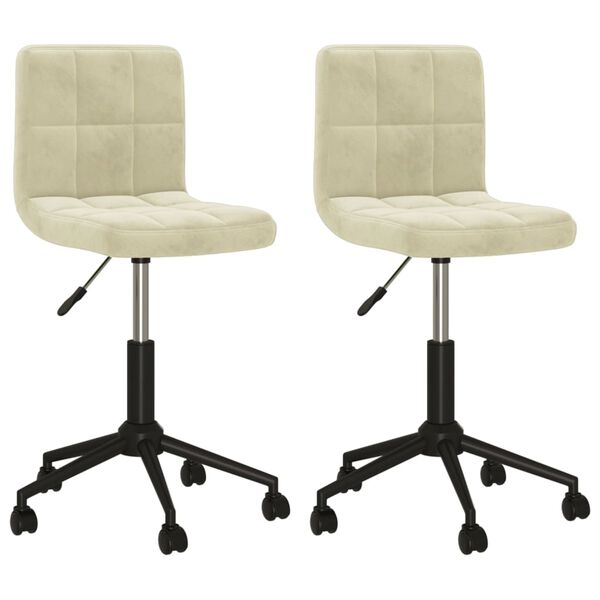 vidaXL Cadeiras de jantar girat&oacute;rias 2 pcs veludo cor creme