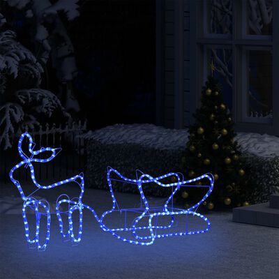 vidaXL Decoração de Natal rena e trenó de exterior 252 luzes LED