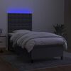 vidaXL Cama box spring c/ colch&atilde;o e LED 100x200 cm tecido cinza-escuro