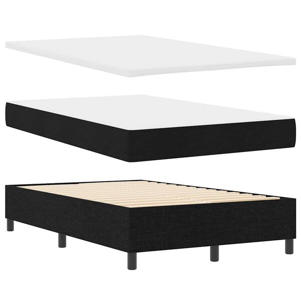 vidaXL Cama Box com colch&atilde;o com cabeceira Preto 120 x 190 cm tecido