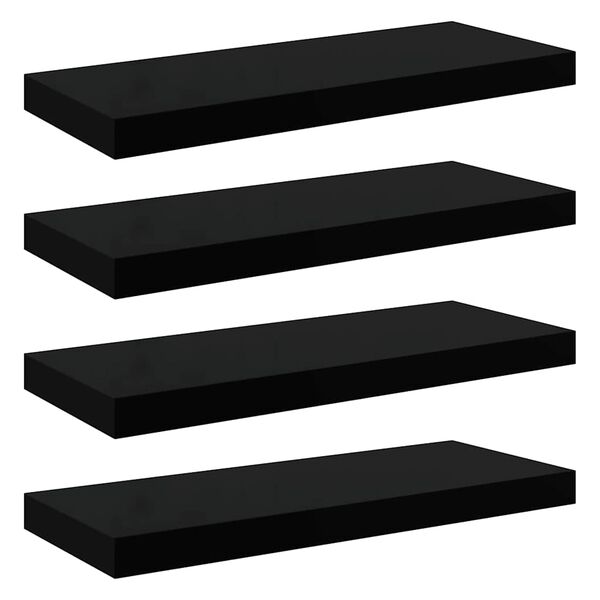 vidaXL Prateleiras de parede suspensas 4 pcs 60x23,5x3,8 cm MDF preto