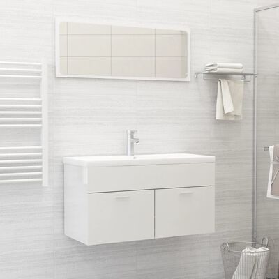 vidaXL Conj. móveis de casa de banho 2 pcs contrapl. branco brilhante