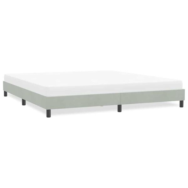 vidaXL Estrutura de cama sem colch&atilde;o 180x210 cm veludo cinzento-claro