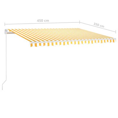 vidaXL Toldo retrátil manual com LED 450x350 cm amarelo e branco