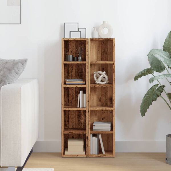 vidaXL Arm&aacute;rios p/ CD 2 pcs 21x16x93,5 cm deriv. madeira madeira velha