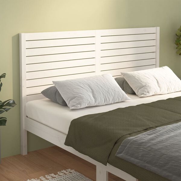 vidaXL Cabeceira de cama 156x4x100 cm pinho maci&ccedil;o branco