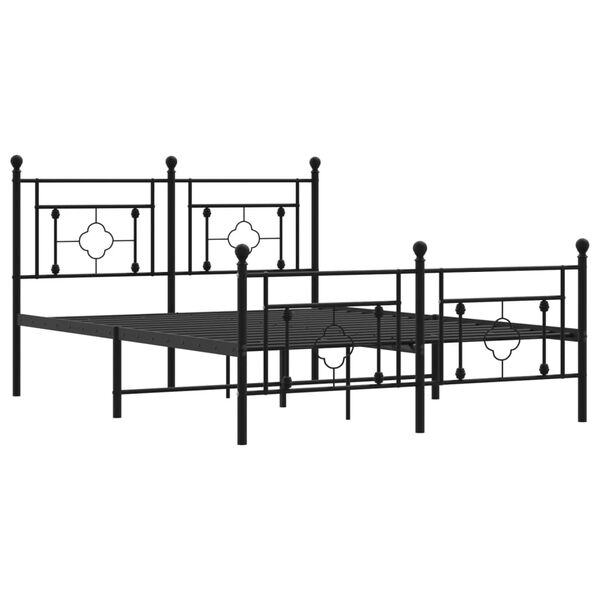 vidaXL Estrutura de cama com cabeceira e p&eacute;s 140x200 cm metal preto