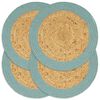 vidaXL Individuais de mesa 4 pcs juta e algod&atilde;o 38 cm natural e verde