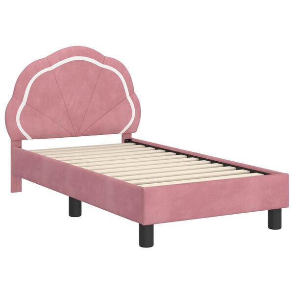 vidaXL Estrutura de Cama para Crian&ccedil;a com Cabeceira Rosa 70 x 140 cm