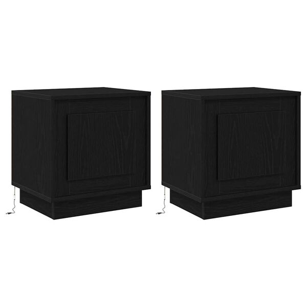 vidaXL Arm&aacute;rio de Cabeceira 2 pcs Preto 44 x 34,5 x 45 cm