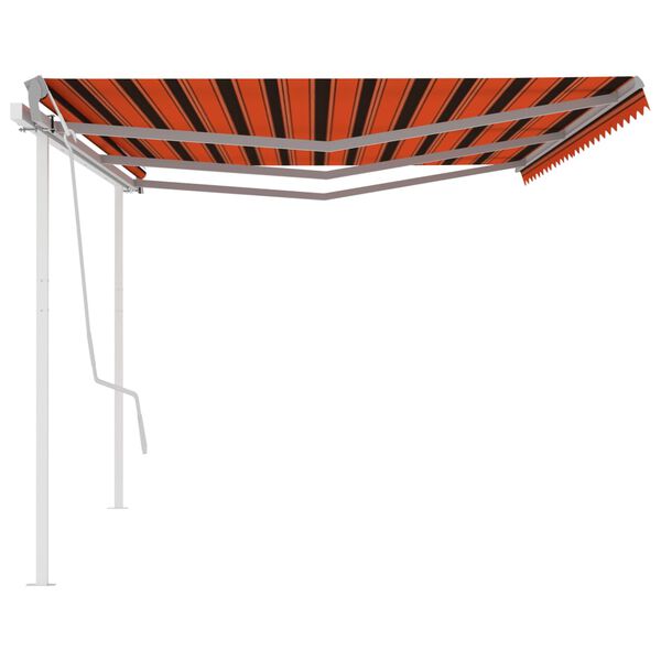 vidaXL Toldo retr&aacute;til manual com postes 6x3,5 m laranja e castanho