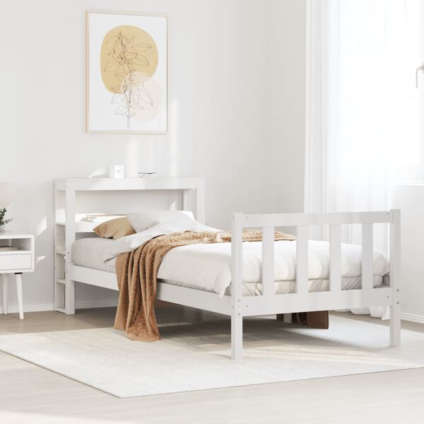 vidaXL Cama sem colch&atilde;o 90x200 cm madeira de pinho maci&ccedil;a branco